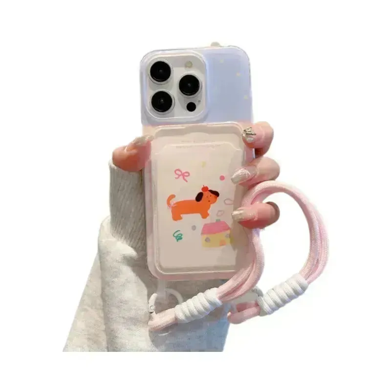 Cartoon Lanyard Phone Case Card Holder Protective Case