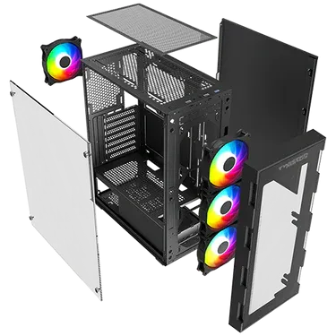 Case Twisted Mind Titan Glass Mid Tower -Black