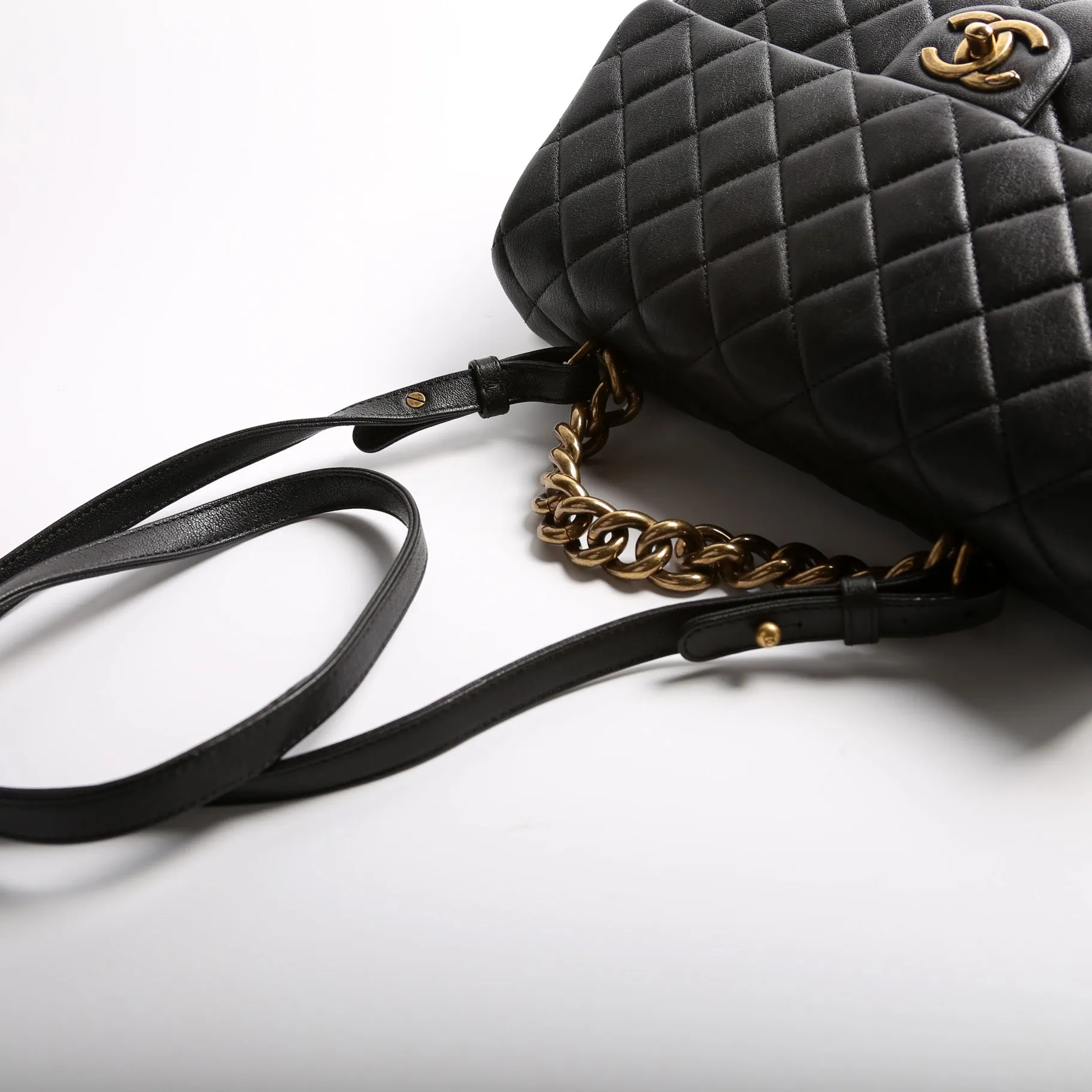 CC Trapezio Quilted Sheepskin Large Flap Bag 23M