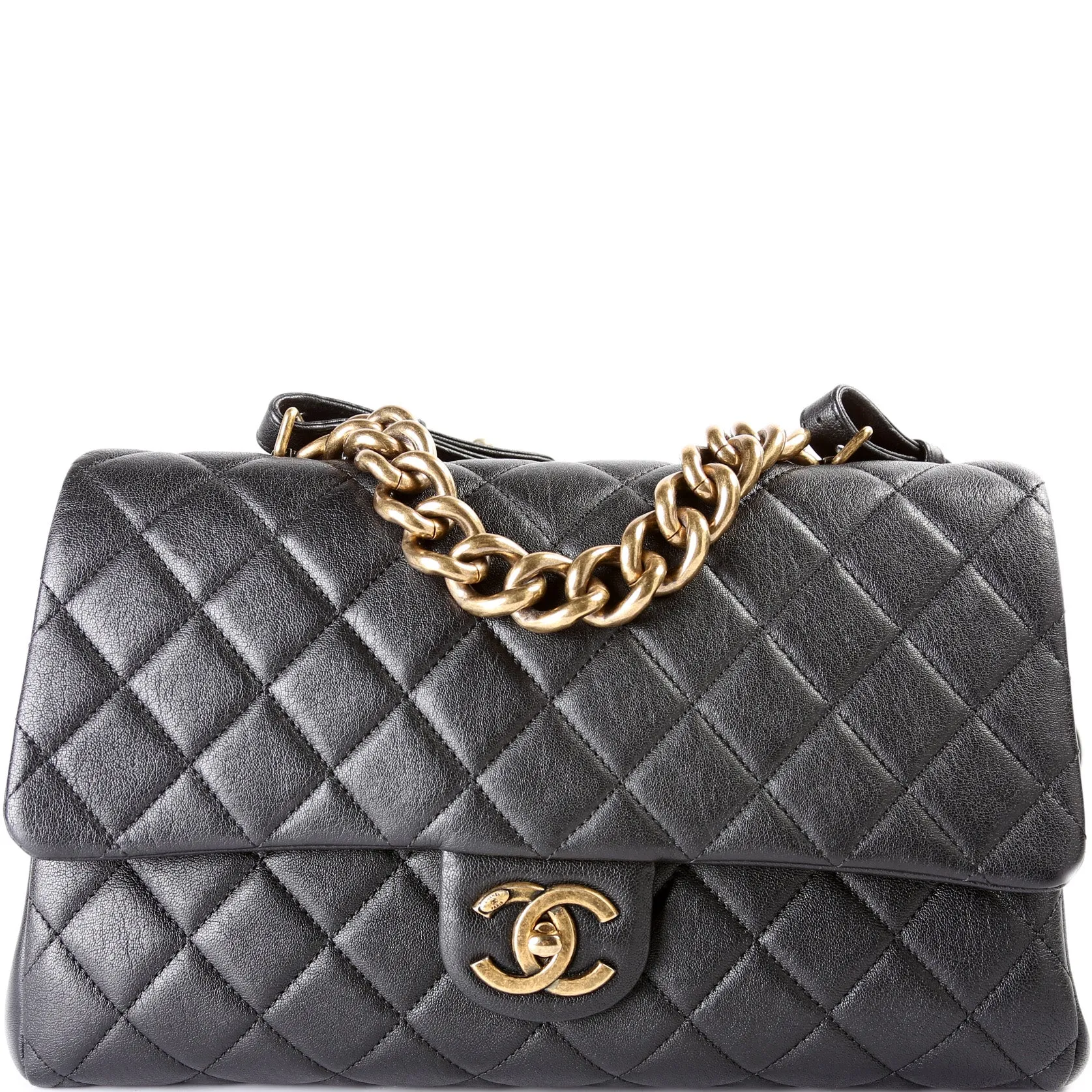 CC Trapezio Quilted Sheepskin Large Flap Bag 23M