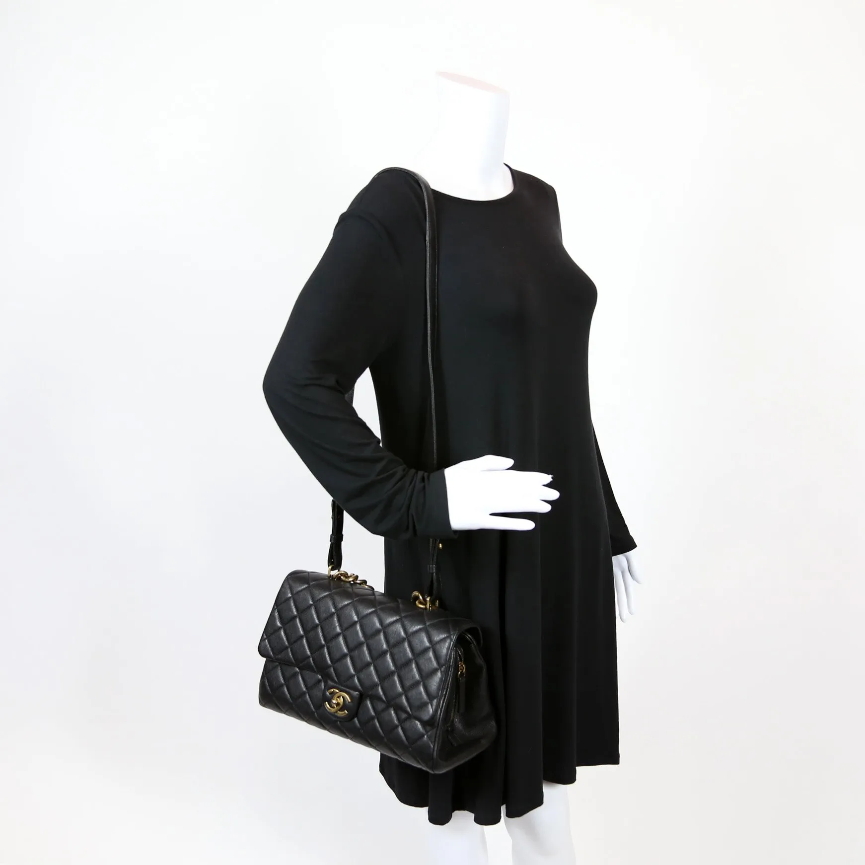 CC Trapezio Quilted Sheepskin Large Flap Bag 23M