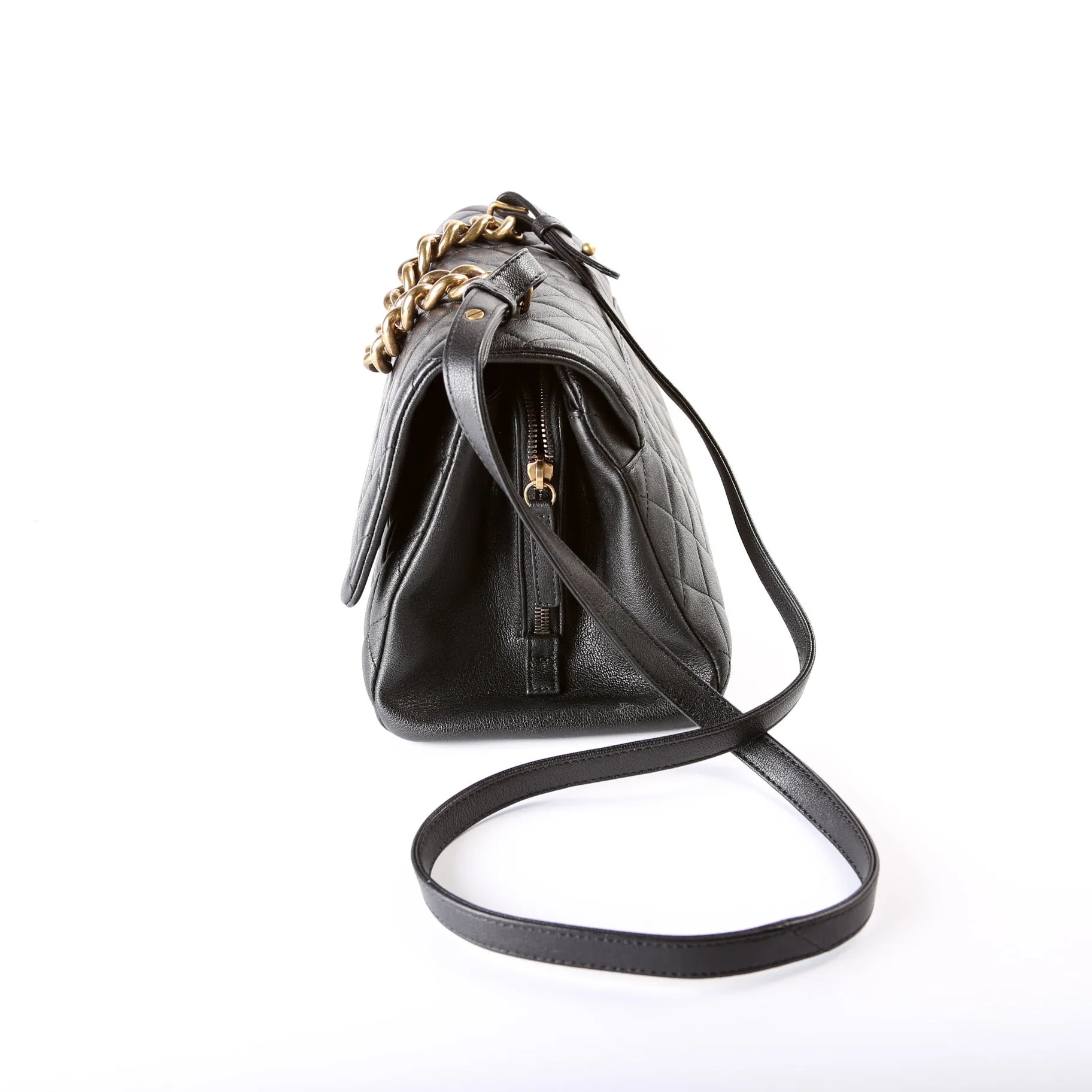 CC Trapezio Quilted Sheepskin Large Flap Bag 23M