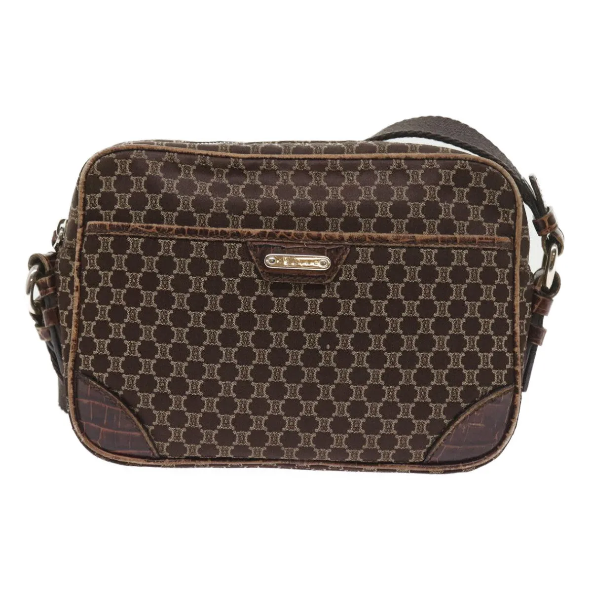 CELINE Macadam Canvas Shoulder Bag Brown Auth ar10533B