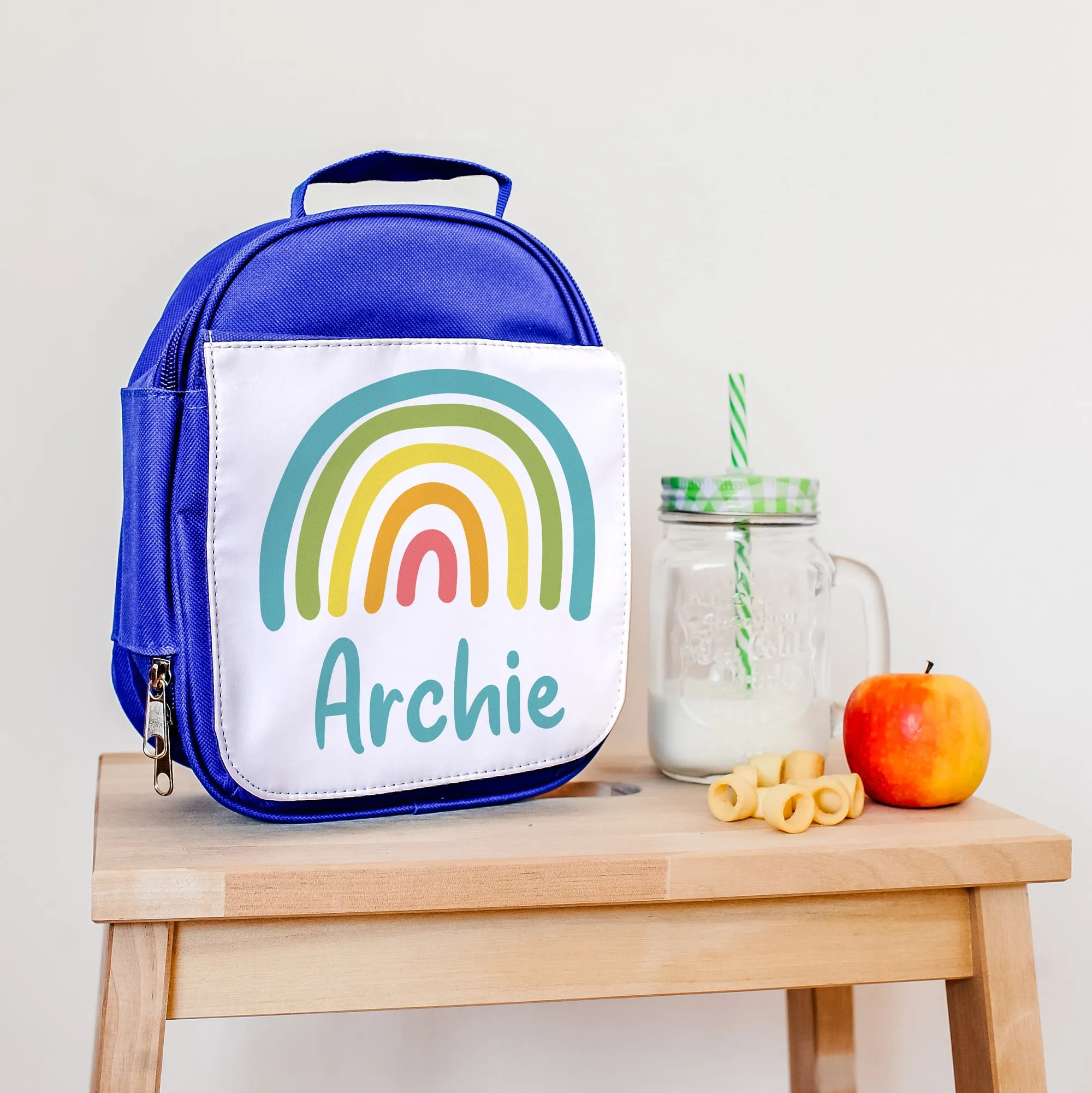 Children's Personalised Insulated Rainbow Lunch Bag