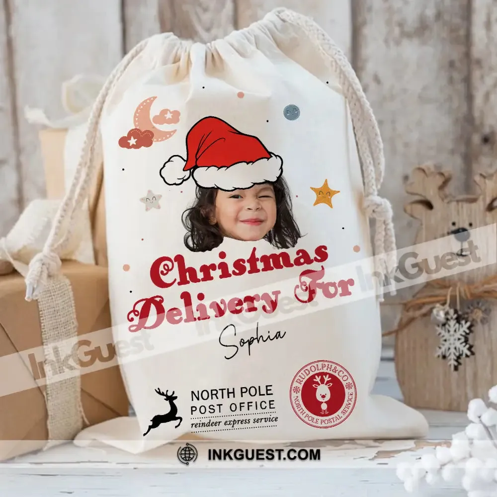 Christmas Delivery Face Photo - Christmas Season - Personalized String Bag, Christmas Gift