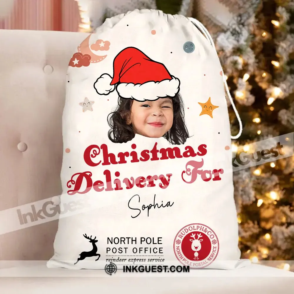 Christmas Delivery Face Photo - Christmas Season - Personalized String Bag, Christmas Gift