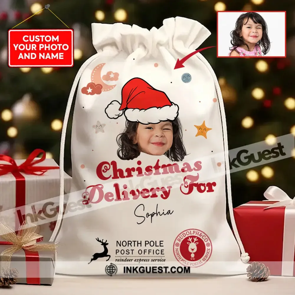 Christmas Delivery Face Photo - Christmas Season - Personalized String Bag, Christmas Gift