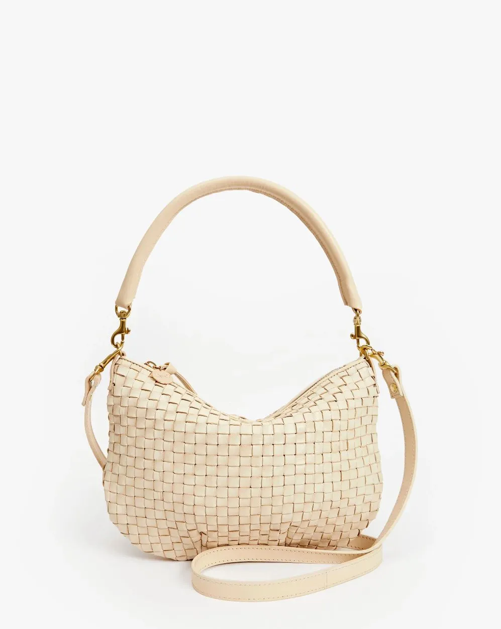 Clare V Petit Moyen Messenger in Cream Woven Checker