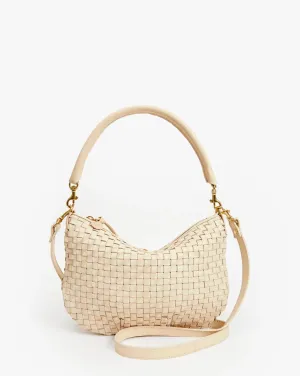 Clare V Petit Moyen Messenger in Cream Woven Checker
