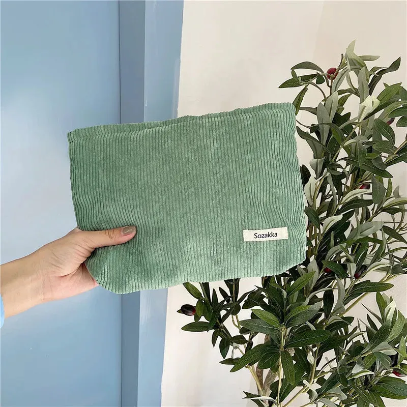 Corduroy Travel Cosmetic Bag Large Capacity Makeup Organizer