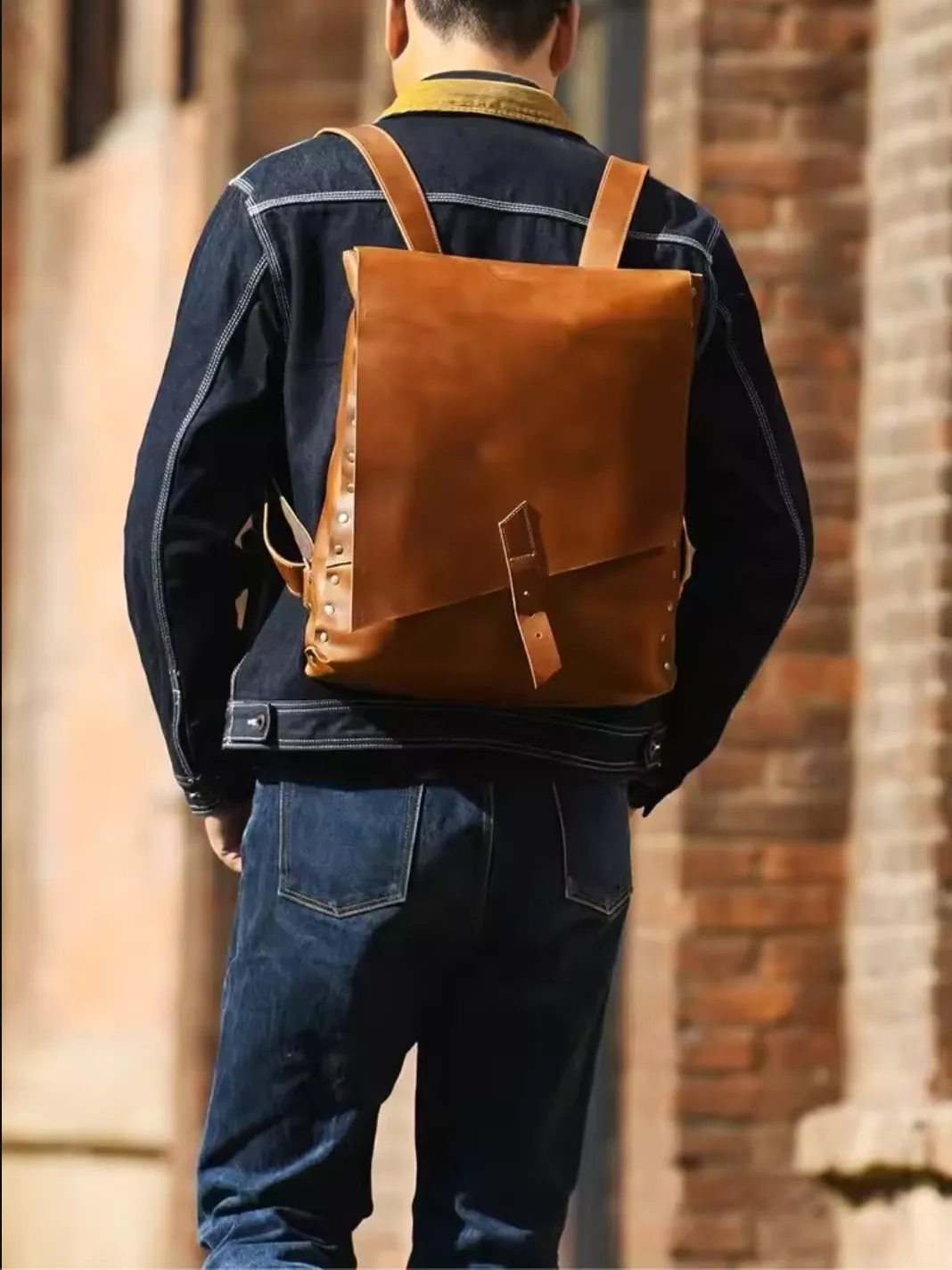 Cowhide Genuine Leather Backpack Business