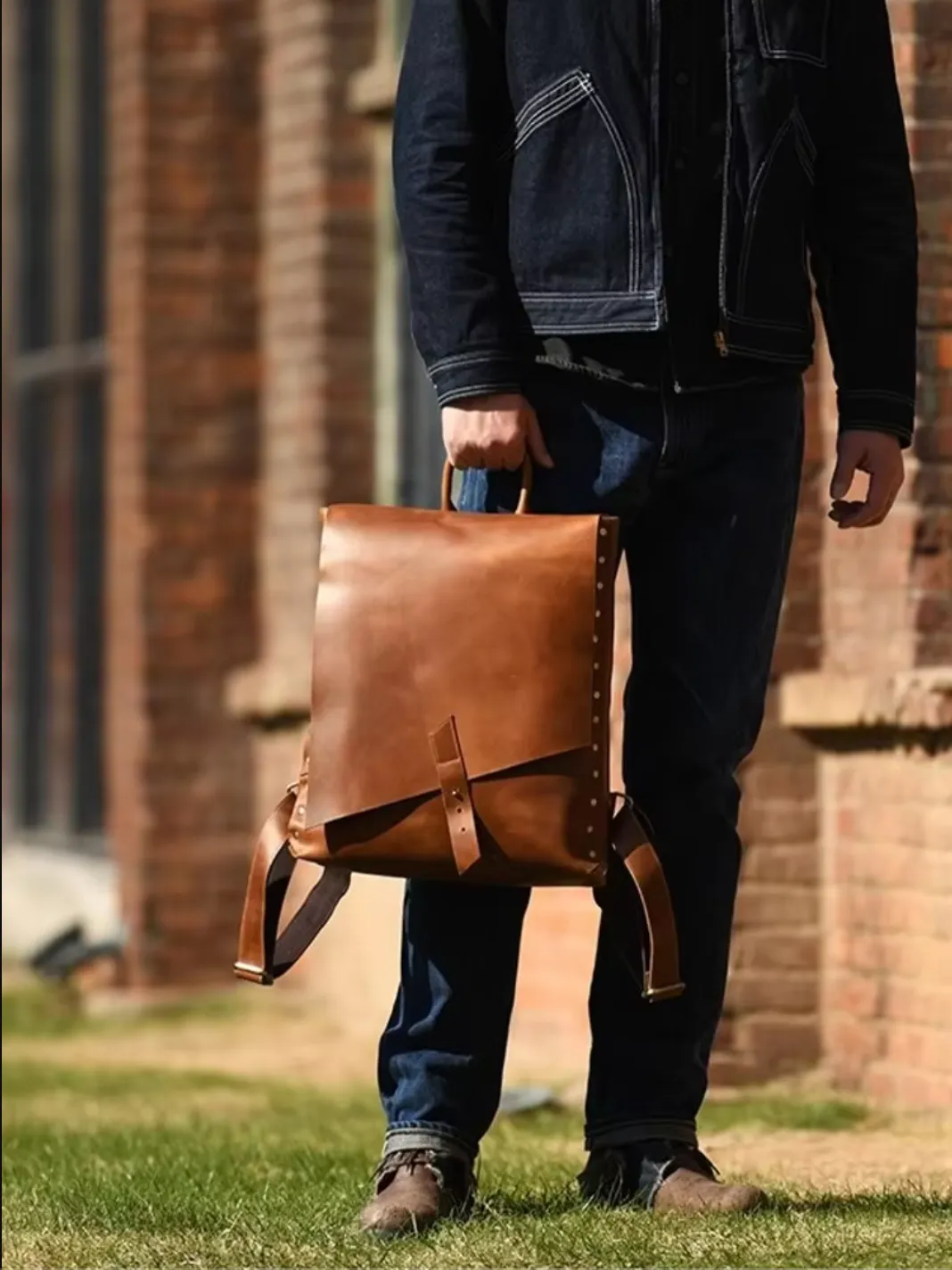 Cowhide Genuine Leather Backpack Business