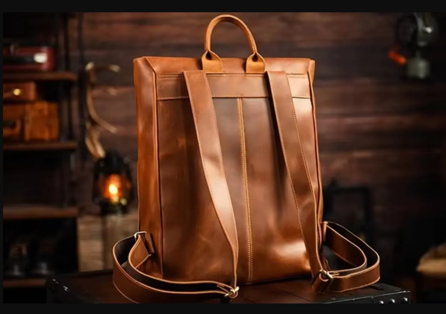Cowhide Genuine Leather Backpack Business
