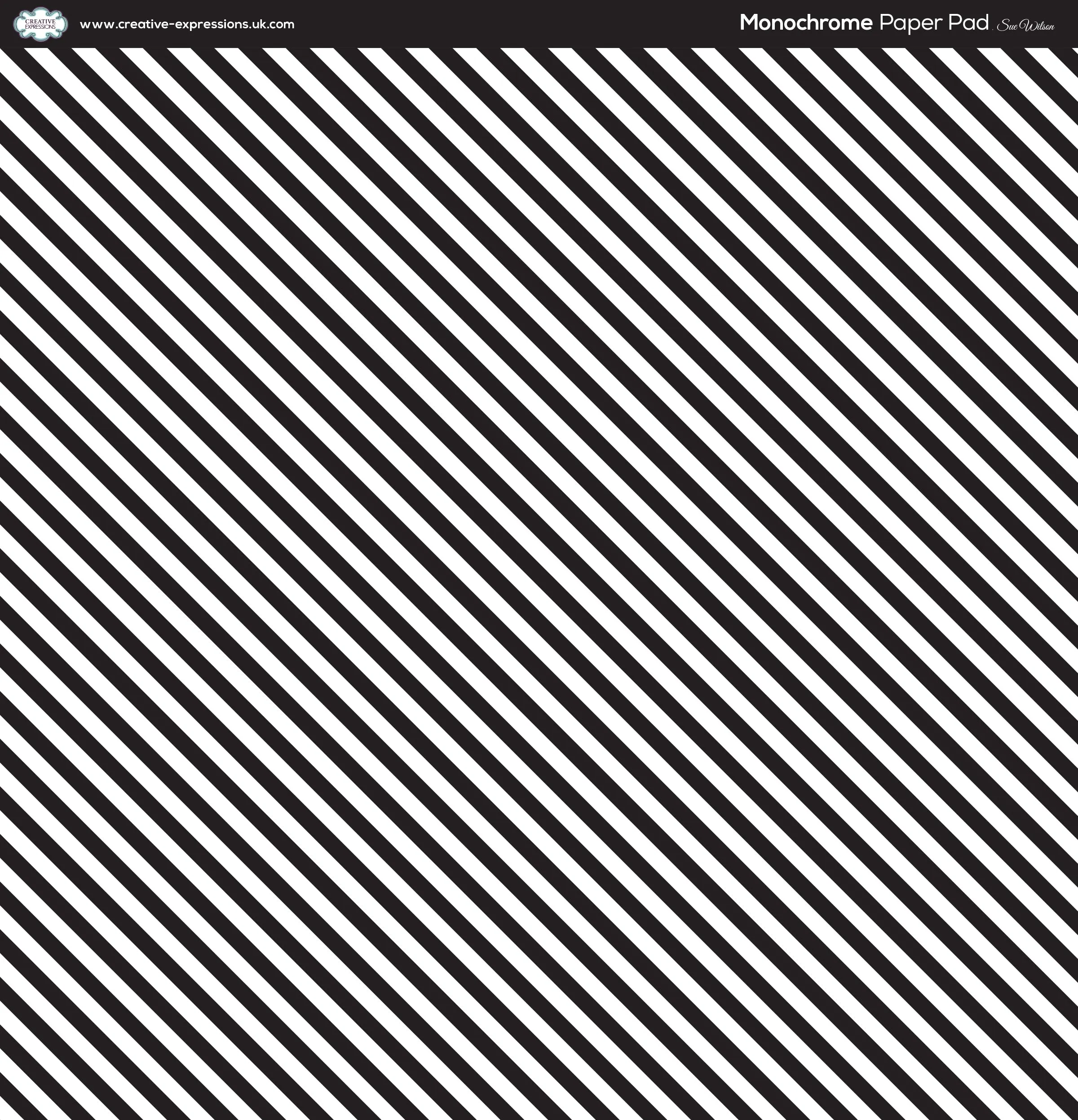 Creative Expressions Sue Wilson Monochrome Stripes 8 in x 8 in Paper Pad
