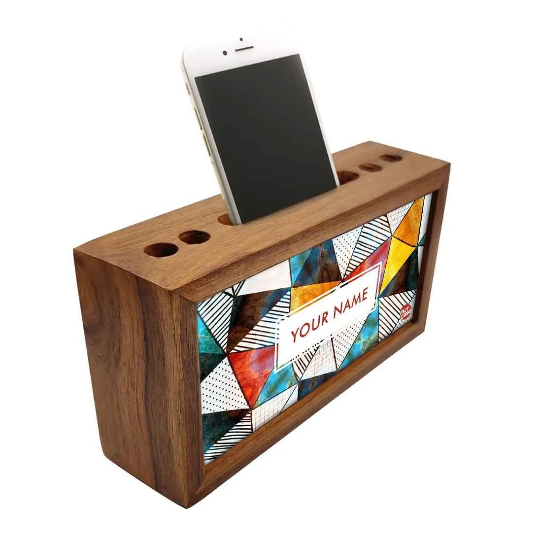 Custom-Made Wood desktop organizer shelf - Stained Glass