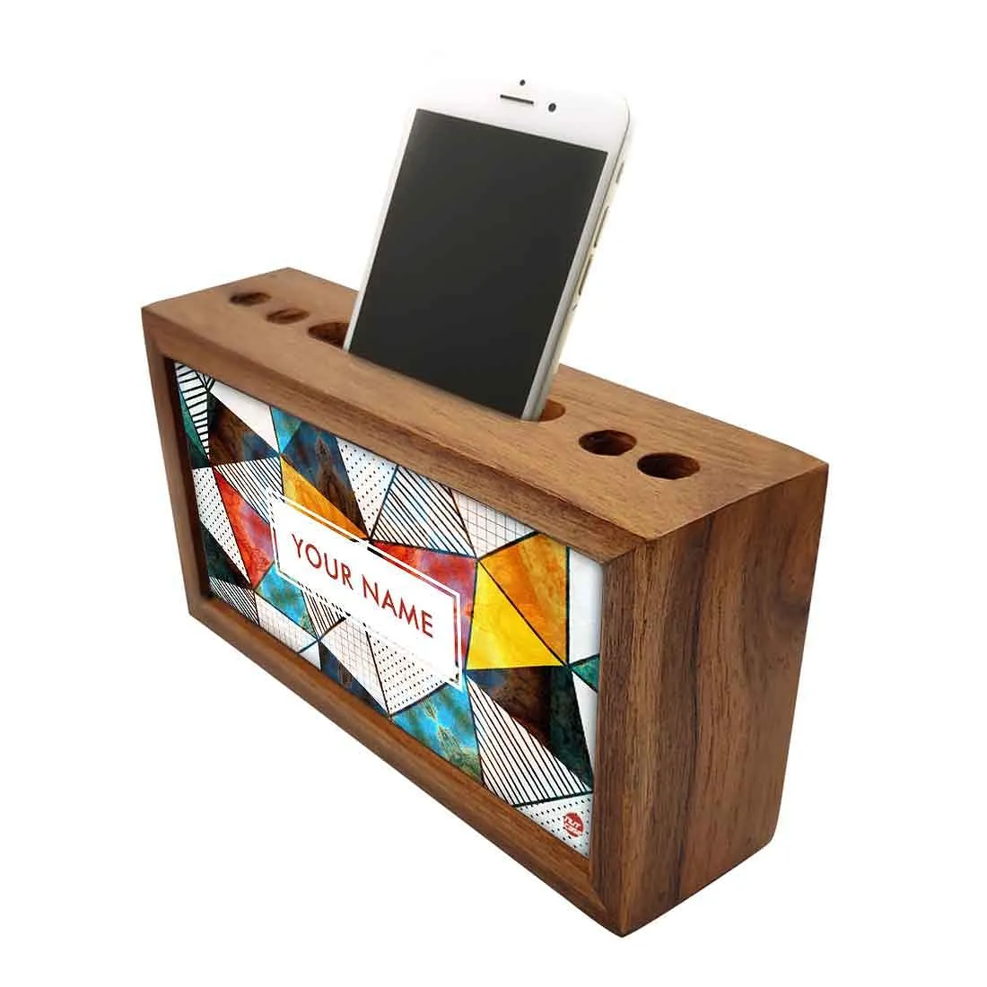 Custom-Made Wood desktop organizer shelf - Stained Glass