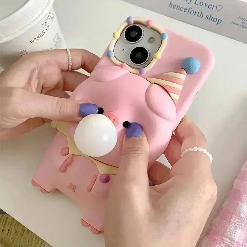 Cute Pig Bubble Silicon Phone Case (For iPhones)
