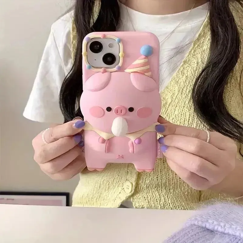 Cute Pig Bubble Silicon Phone Case (For iPhones)