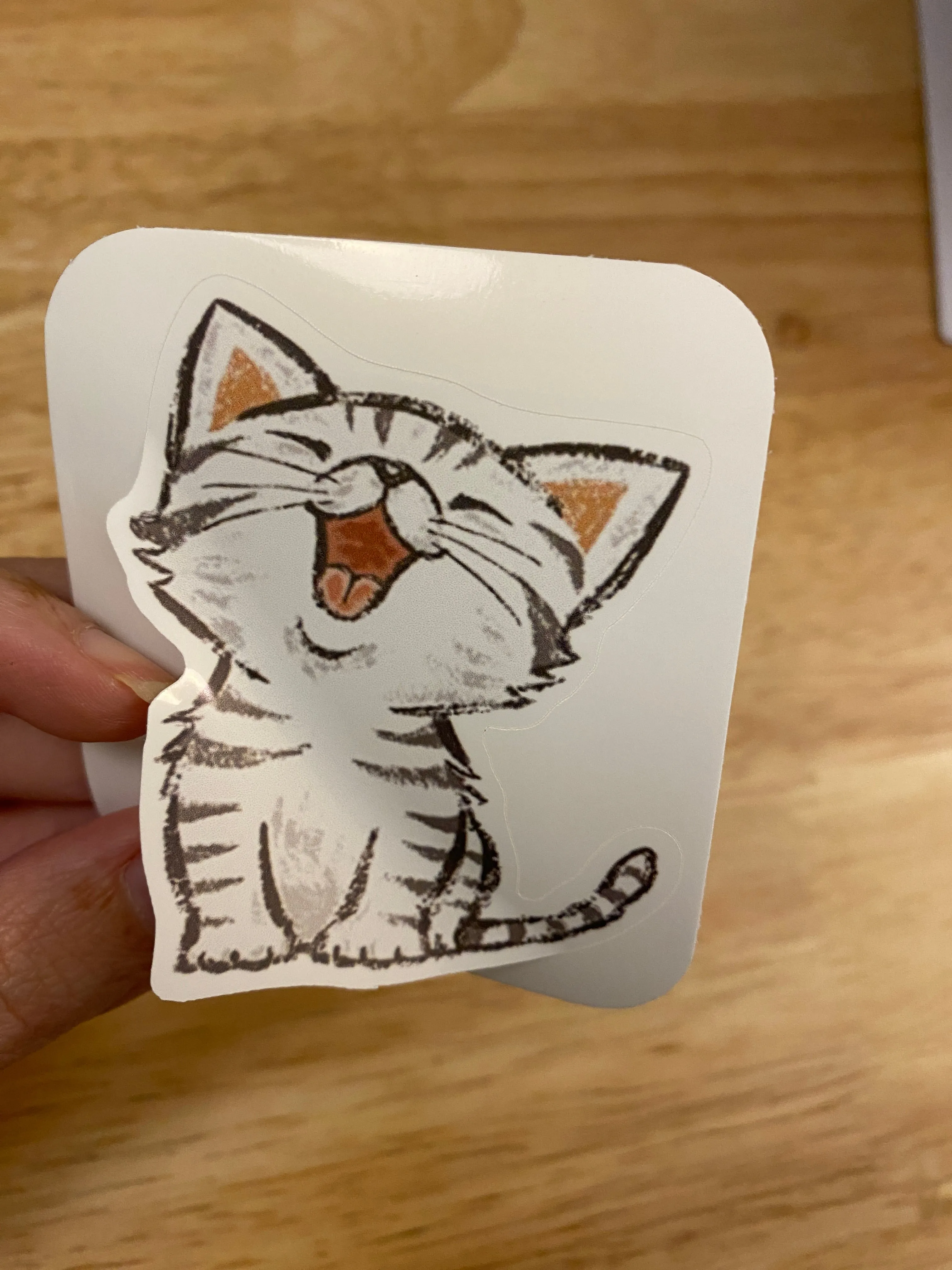 Cute Singing Grey Cat IPhone case with Matching Sticker