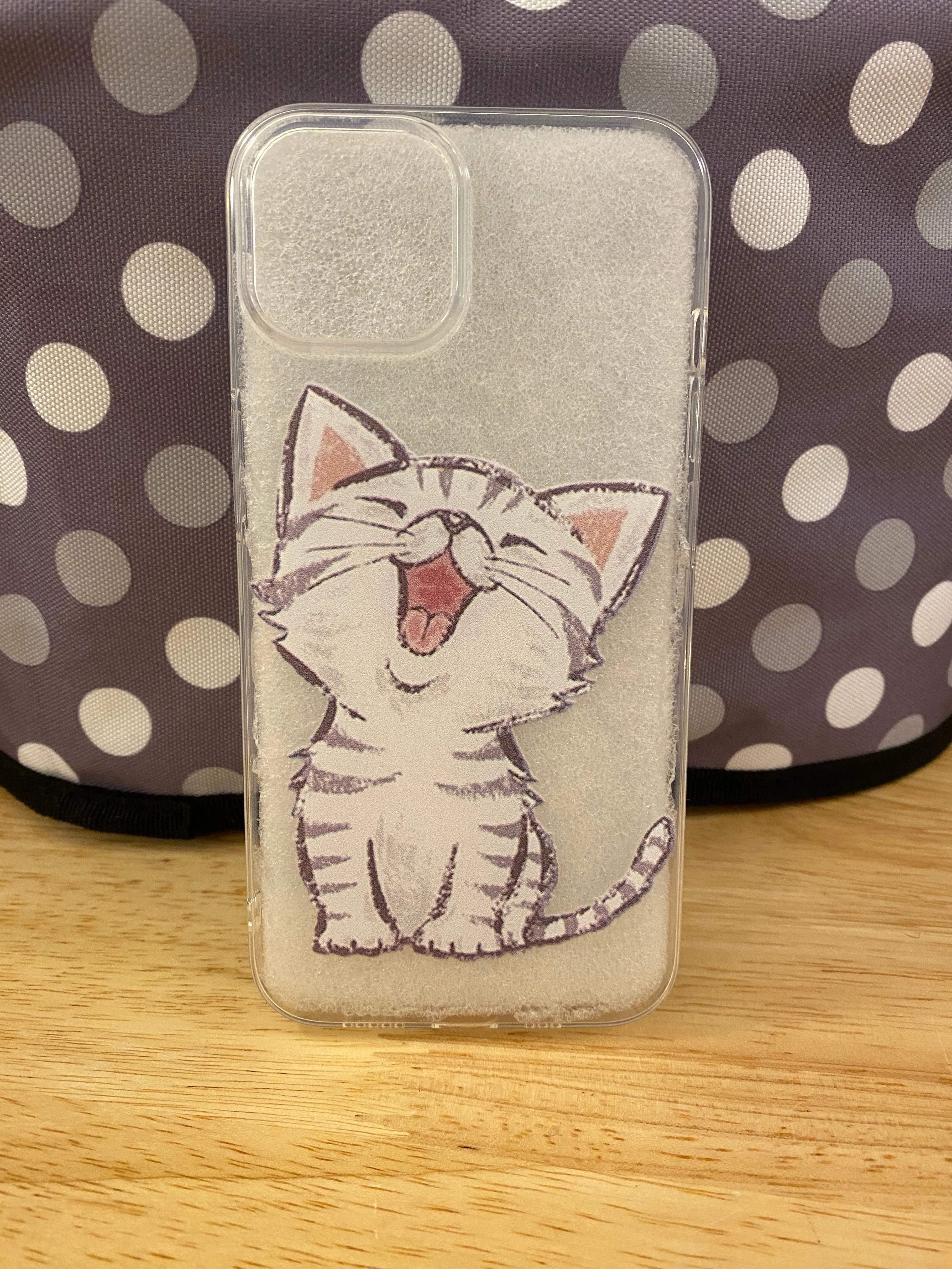 Cute Singing Grey Cat IPhone case with Matching Sticker
