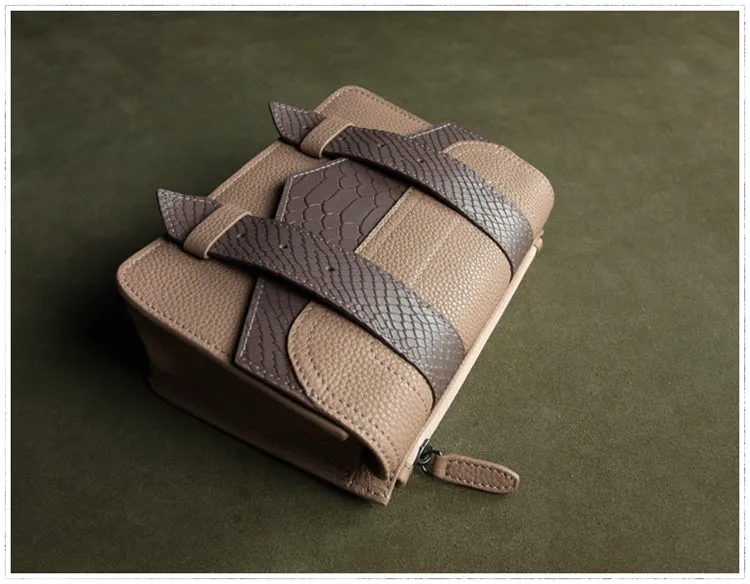 Cute Womens Gray&Green Leather Shoulder Purse Small Leather Shoulder Bag Crossbody Purse for Ladies