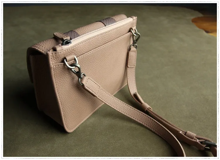 Cute Womens Gray&Green Leather Shoulder Purse Small Leather Shoulder Bag Crossbody Purse for Ladies
