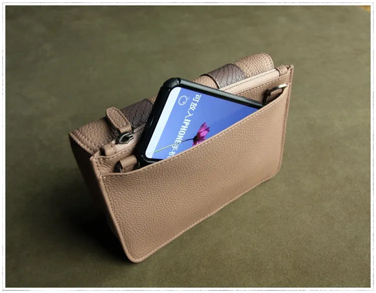 Cute Womens Gray&Green Leather Shoulder Purse Small Leather Shoulder Bag Crossbody Purse for Ladies