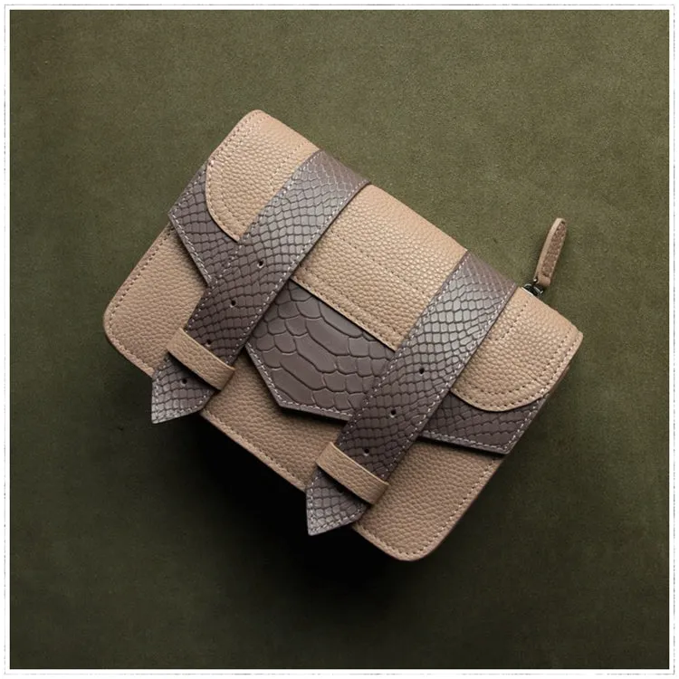 Cute Womens Gray&Green Leather Shoulder Purse Small Leather Shoulder Bag Crossbody Purse for Ladies