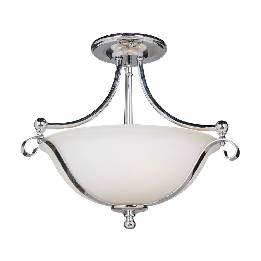 Dallas 2 Light Chrome Semi Flush Close to Ceiling