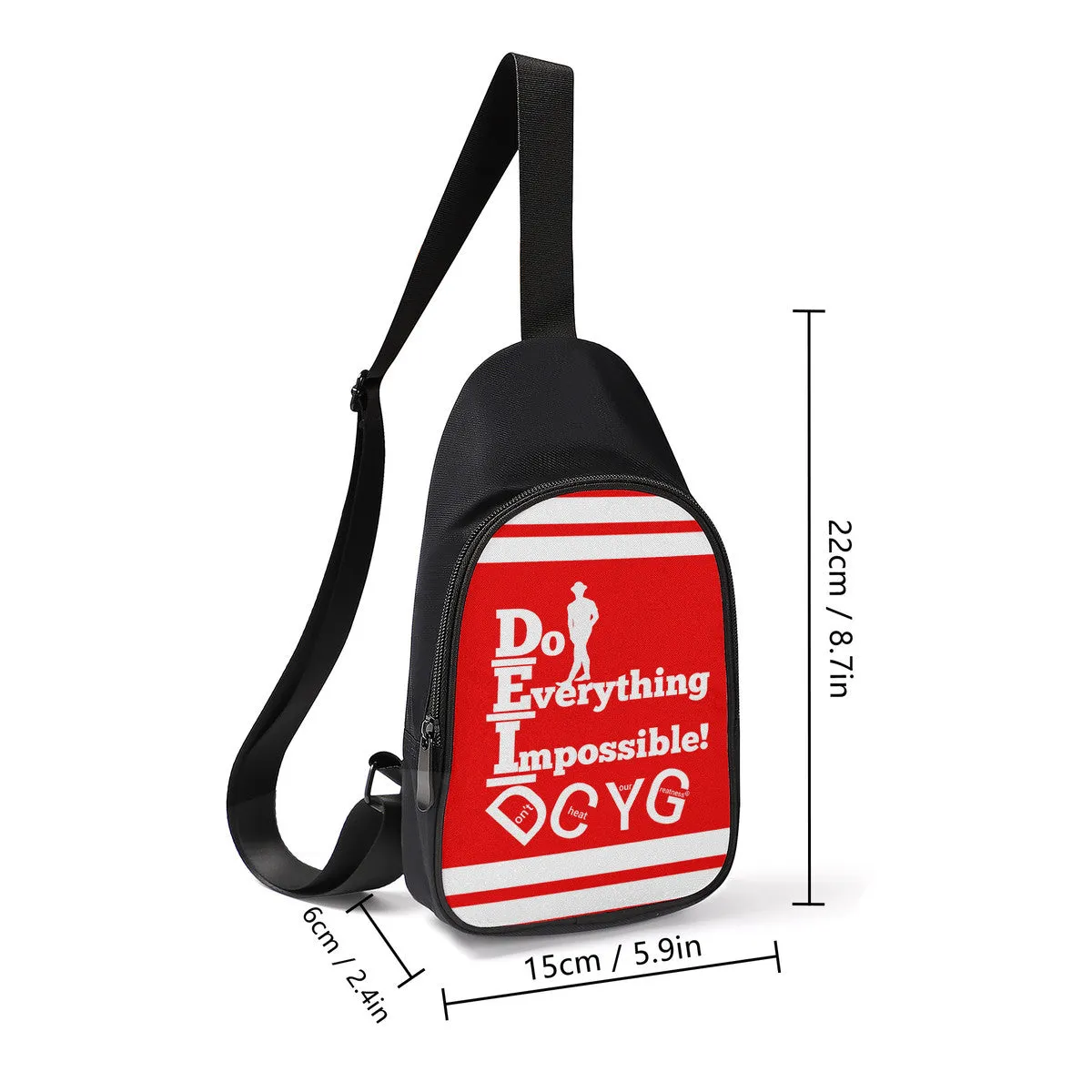 DEI ,DCYG White logo ,Stripes & Red Chest Bag