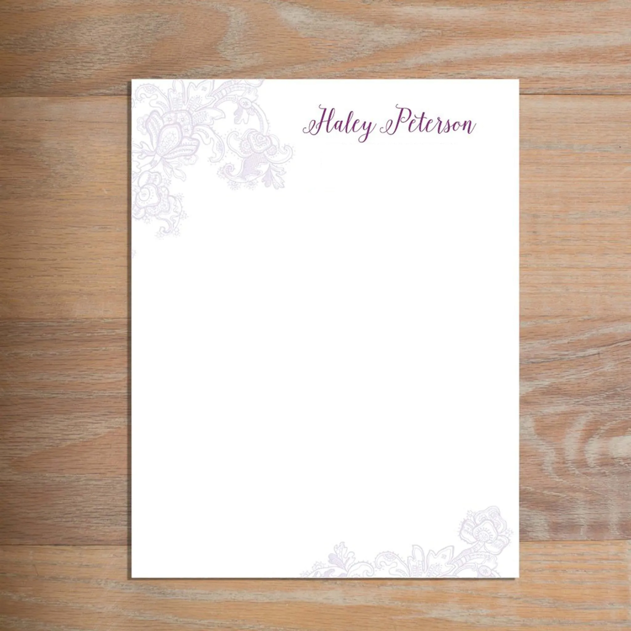 Delicate Lace Custom Letterhead