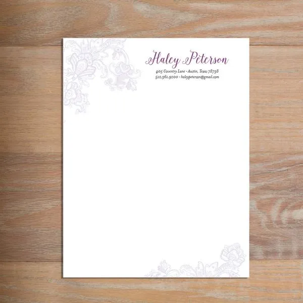 Delicate Lace Custom Letterhead
