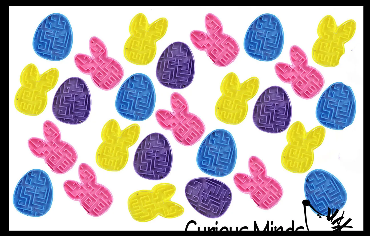 Easter Pill Maze Toys - Bunny and Egg Shaped - Easter Themed Small Toys - Easter Egg Filler Set - Small Toy Prize Assortment Egg Hunt