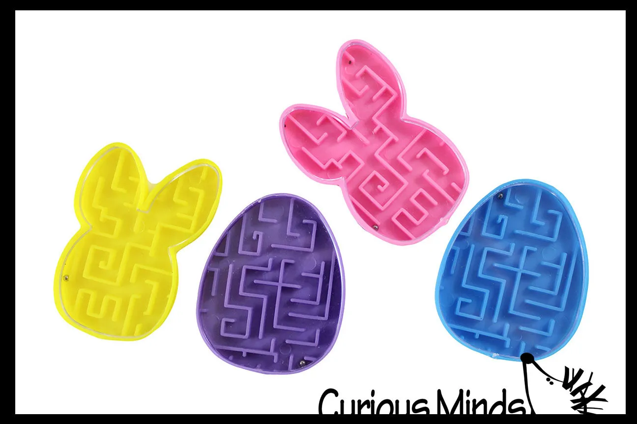 Easter Pill Maze Toys - Bunny and Egg Shaped - Easter Themed Small Toys - Easter Egg Filler Set - Small Toy Prize Assortment Egg Hunt