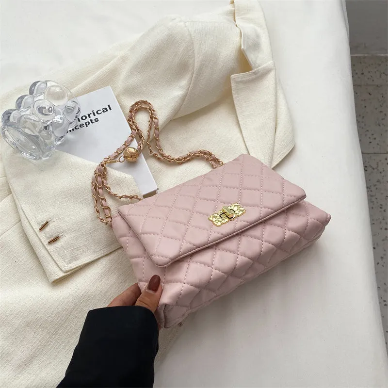 F7011 Large Capacity Rhombus Thread Bag Summer New Handbag Shoulder Messenger Bag for Women