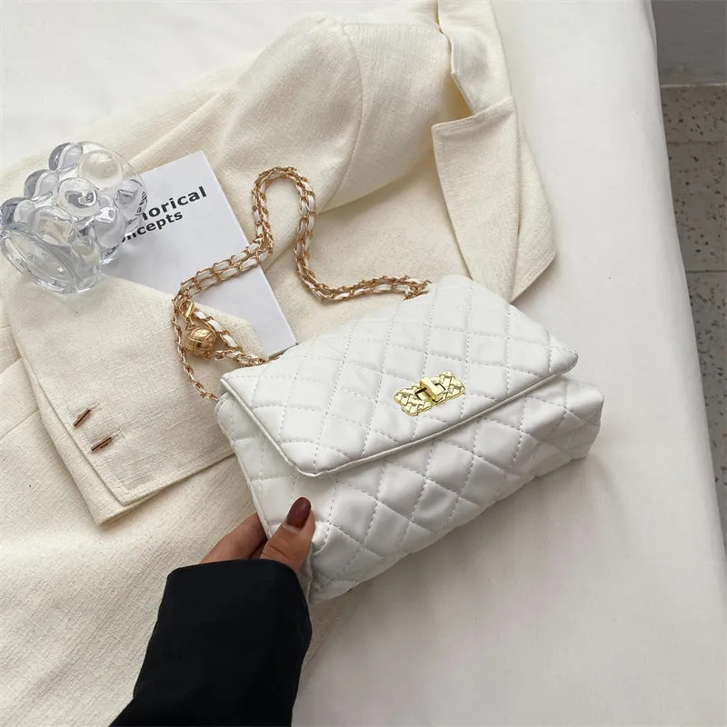 F7011 Large Capacity Rhombus Thread Bag Summer New Handbag Shoulder Messenger Bag for Women