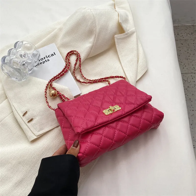 F7011 Large Capacity Rhombus Thread Bag Summer New Handbag Shoulder Messenger Bag for Women