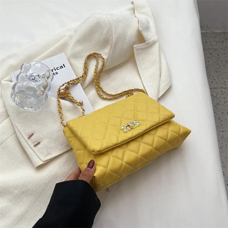 F7011 Large Capacity Rhombus Thread Bag Summer New Handbag Shoulder Messenger Bag for Women