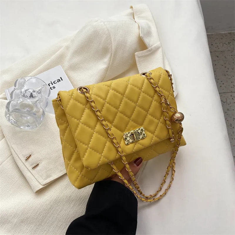 F7011 Large Capacity Rhombus Thread Bag Summer New Handbag Shoulder Messenger Bag for Women