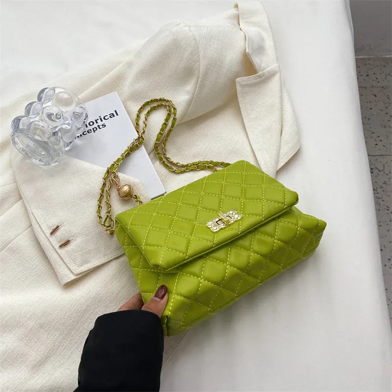 F7011 Large Capacity Rhombus Thread Bag Summer New Handbag Shoulder Messenger Bag for Women