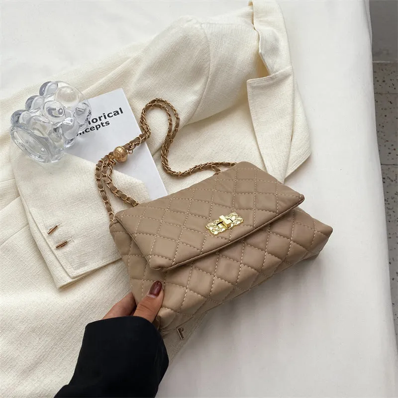 F7011 Large Capacity Rhombus Thread Bag Summer New Handbag Shoulder Messenger Bag for Women