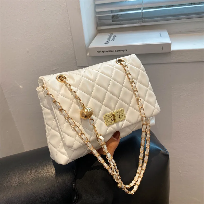 F7011 Large Capacity Rhombus Thread Bag Summer New Handbag Shoulder Messenger Bag for Women