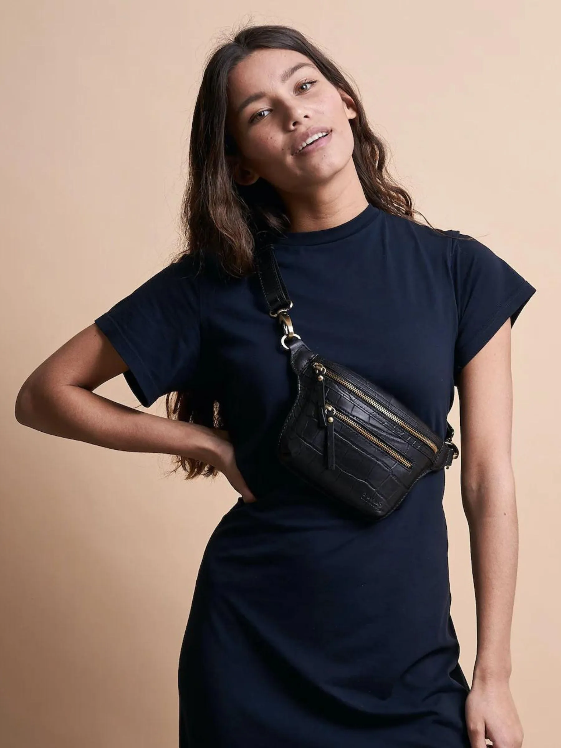 Fanny Pack Beck Black Croco | O My Bag