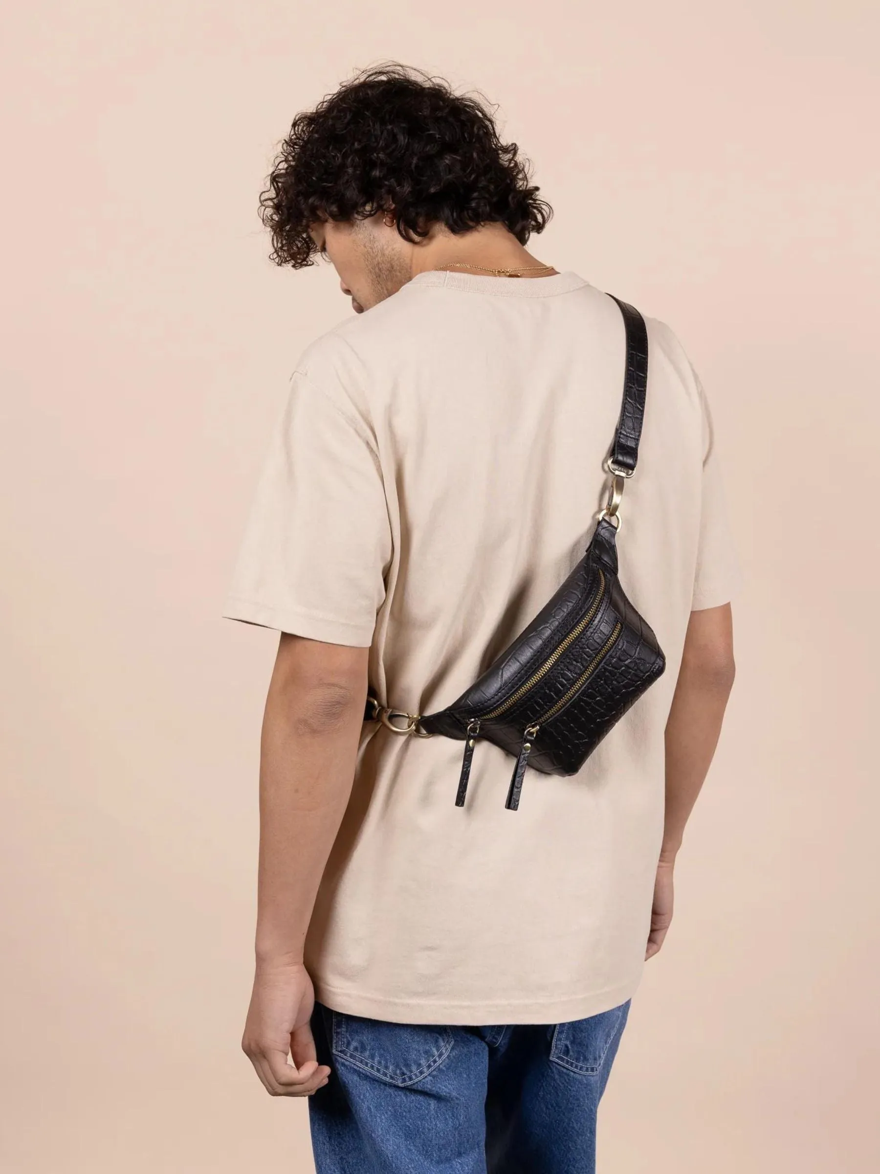 Fanny Pack Beck Black Croco | O My Bag