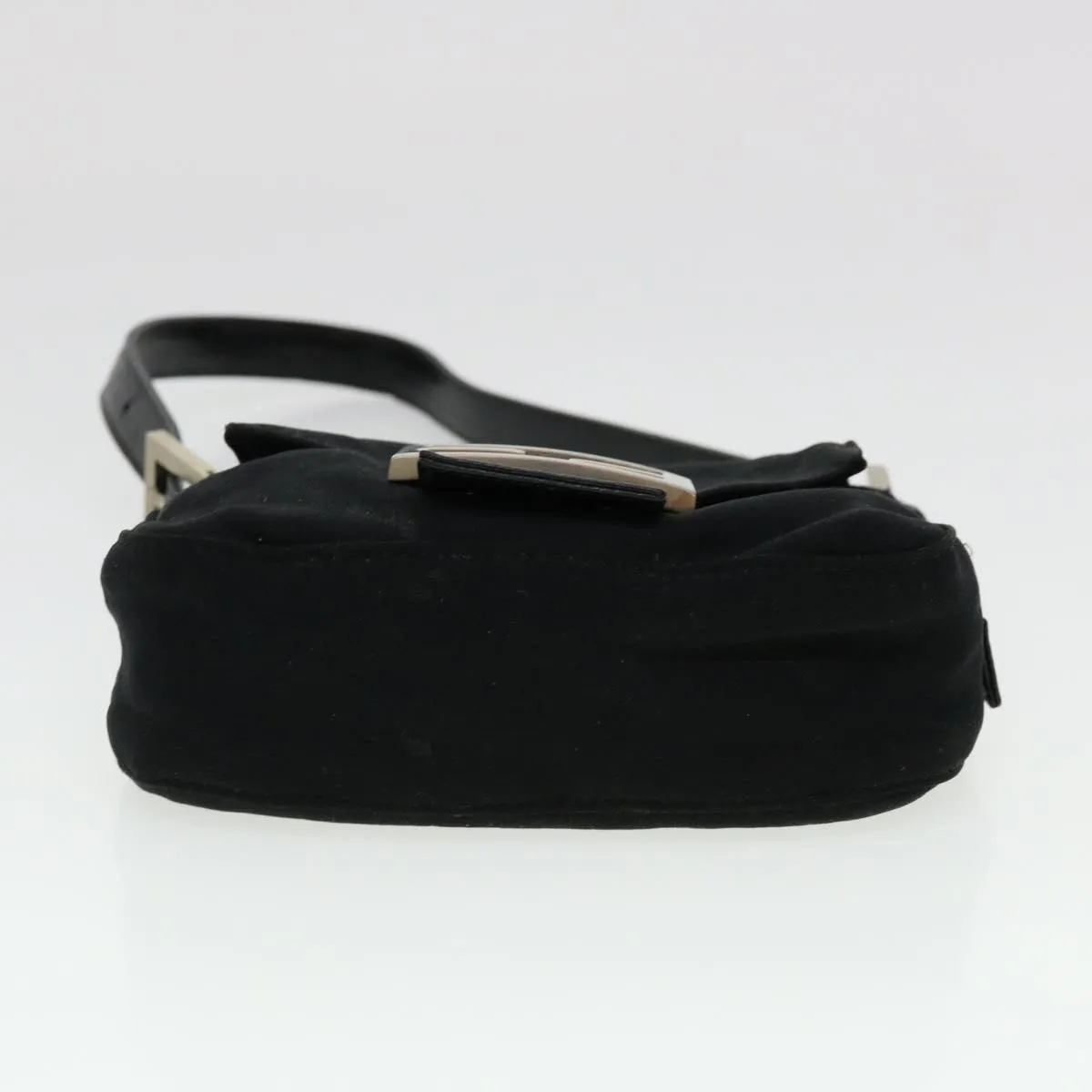 FENDI Mamma Baguette Shoulder Bag Nylon Black Auth bs4896
