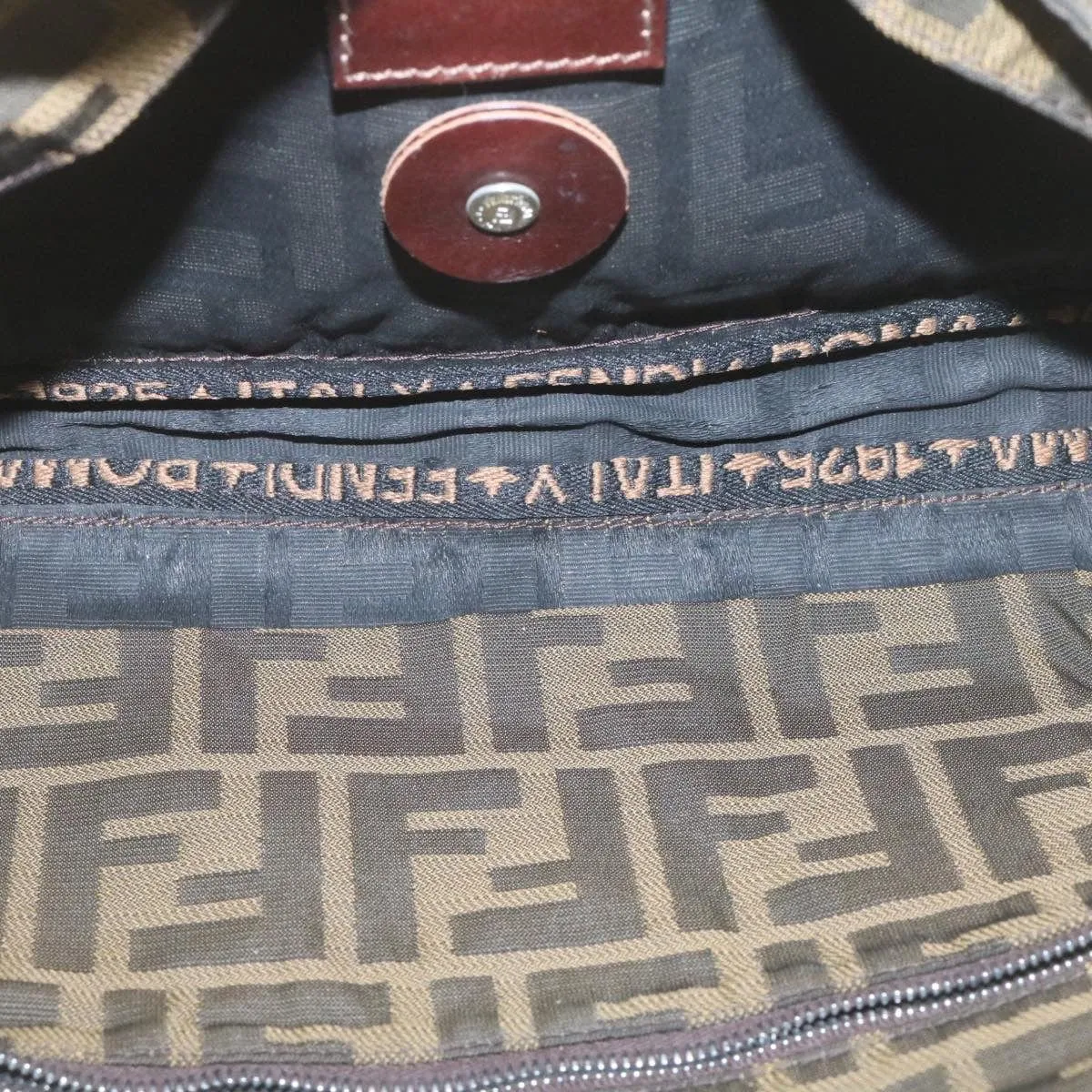 FENDI Zucca Canvas Shoulder Bag Brown Black - AWL2685