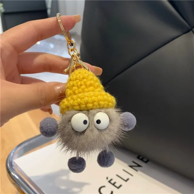 Fuzzy Elfin Ball Bag Keychain