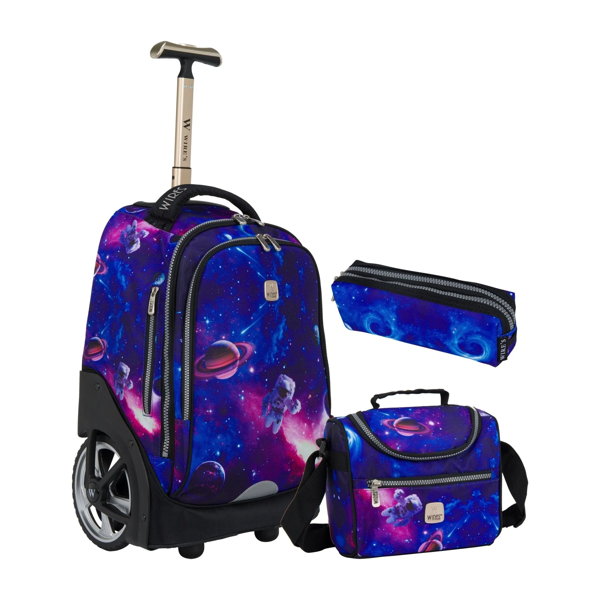 Galaxy Planet Big Wheel School Bags Trolly Set of 3pcs