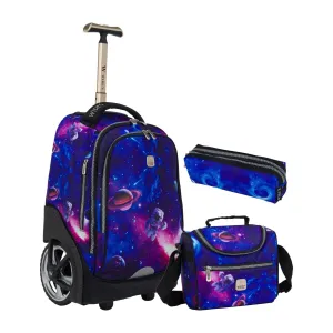 Galaxy Planet Big Wheel School Bags Trolly Set of 3pcs