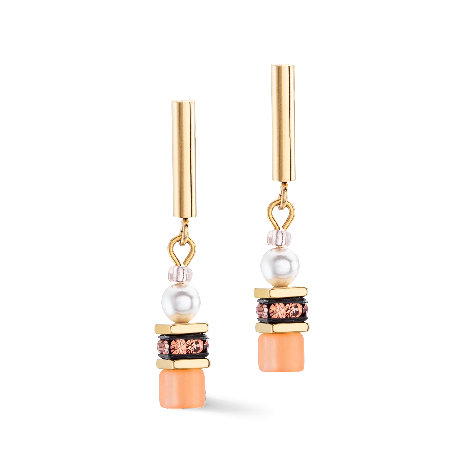 GeoCUBE® Mini Fusion Pearls Earrings Apricot Crush